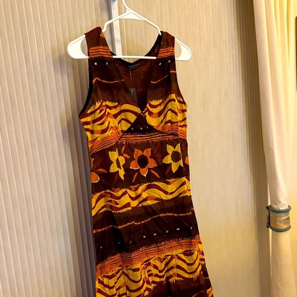 Chaudry KC Brown/Orange Linen Dress Size Medium NWT